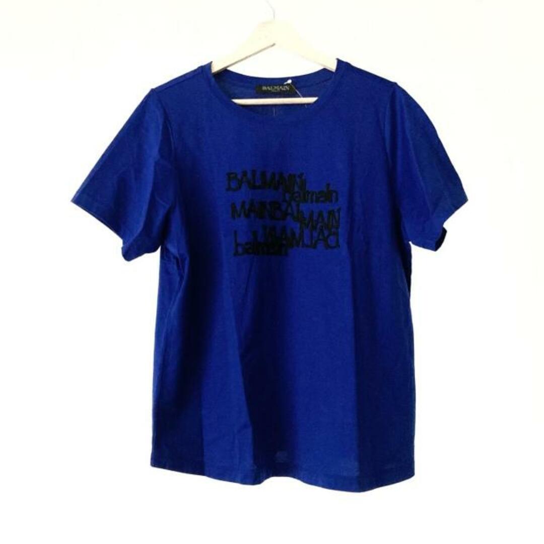 BALMAIN(バルマン) 半袖Tシャツ サイズ13 L レディース - ブルー×黒 クルーネック レディースのトップス(Tシャツ(半袖/袖なし))の商品写真