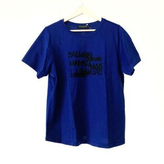 BALMAIN(バルマン) 半袖Tシャツ サイズ13 L レディース - ブルー×黒 クルーネック(Tシャツ(半袖/袖なし))