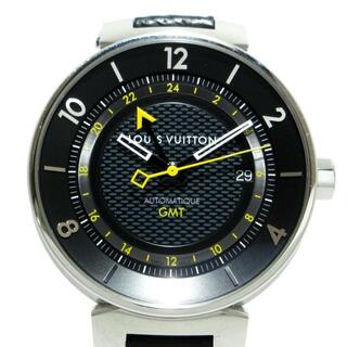LOUIS VUITTON - LOUIS VUITTON(ヴィトン) 腕時計美品  タンブール ムーン オートマティック GMT Q8D30 メンズ SS/革ベルト/裏スケ 黒