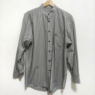 ヴァレンティノ(VALENTINO)のVALENTINO(バレンチノ) 長袖シャツ サイズ48 XL メンズ美品  - グレー×黒×白 ストライプ/SPORT/スタンドカラー(シャツ)