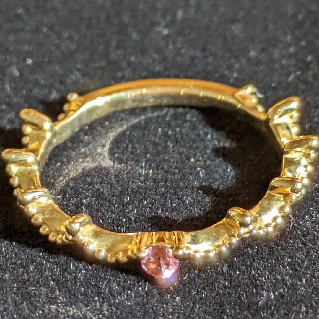 agete(アガット)の242 アガットピンク色石リングK10YGイエローゴールド3号 レディースのアクセサリー(リング(指輪))の商品写真