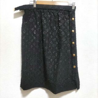 LOUIS VUITTON - LOUIS VUITTON(ルイヴィトン) スカート レディース美品  フィルクーペラップスカート RW231W XGR FOSK34 黒 ひざ丈/シルク混/モノグラム柄