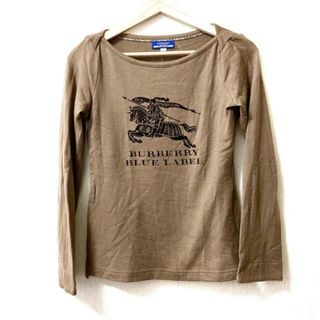 バーバリーブルーレーベル(BURBERRY BLUE LABEL)のBurberry Blue Label(バーバリーブルーレーベル) 長袖カットソー サイズ38 M レディース - ベージュ×ダークブラウン クルーネック/ロゴ(カットソー(長袖/七分))