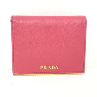 プラダ(PRADA)のPRADA(プラダ) 2つ折り財布 - ピンク×ゴールド レザー×金属素材(財布)