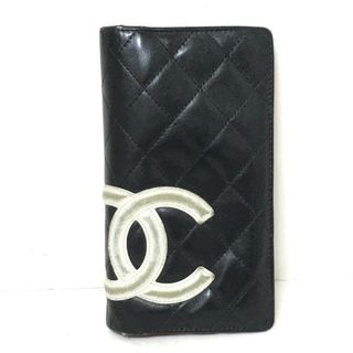 シャネル(CHANEL)のCHANEL(シャネル) 長財布 カンボンライン 黒×白 ココマーク ラムスキン×レザー(財布)