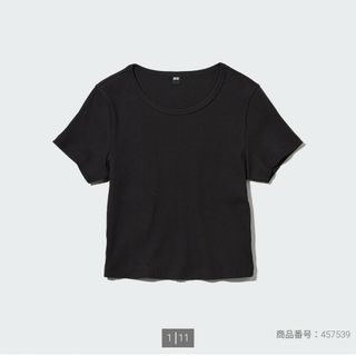 ユニクロ(UNIQLO)の【新品】ユニクロ　リブクロップドＴシャツ(Tシャツ(半袖/袖なし))