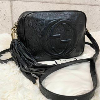 グッチ(Gucci)の①【美品】GUCCI ソーホー 斜め掛けショルダーバッグ ブラック タッセル(ショルダーバッグ)