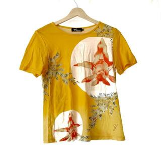 pagong(パゴン) 半袖カットソー サイズL レディース - ダークイエロー×レッド×マルチ 金魚(カットソー(半袖/袖なし))