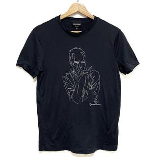 ジョルジオアルマーニ(Giorgio Armani)のGIORGIOARMANI(ジョルジオアルマーニ) 半袖Tシャツ サイズ46 S メンズ - ダークネイビー×白×マルチ クルーネック/刺繍(Tシャツ/カットソー(半袖/袖なし))
