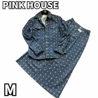 ピンクハウス(PINK HOUSE)のピンクハウス　デニムジャケット スカート セットアップ 総柄　M(Gジャン/デニムジャケット)