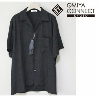 新品【OMIYA CONNECT】京都伝統織物 丹後ちりめん 半袖シャツ 黒 M(シャツ)