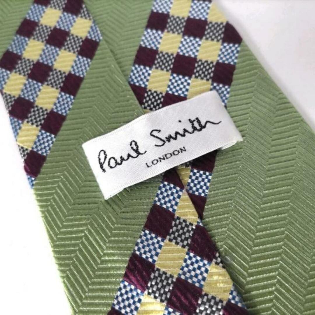 Paul Smith(ポールスミス)のPaulSmith(ポールスミス) ネクタイ メンズ - ライトグリーン×ボルドー×マルチ レジメンタル/チェック柄 メンズのファッション小物(ネクタイ)の商品写真