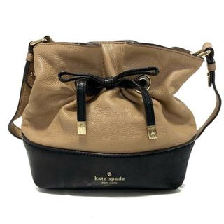 ケイトスペードニューヨーク(kate spade new york)のKate spade(ケイトスペード) ショルダーバッグ - PWRU3377 ベージュ×黒 巾着型 レザー(ショルダーバッグ)