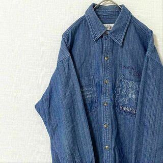 ナチュラルヴィンテージ(natuRAL vintage)のシャツ 長袖 ストライプ 刺繍ロゴ ジャガード 太アーム M ヴィンテージ(シャツ)