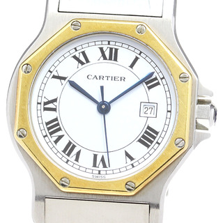 カルティエ(Cartier)のカルティエ CARTIER サントスオクタゴンLM YGベゼル デイト ゴドロンブレス 自動巻き メンズ _812231(腕時計(アナログ))