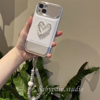 【新入荷】 iPhone15Pro スマホケース ハート 韓国 パール ダイヤ(iPhoneケース)