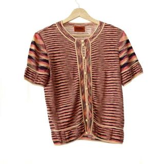 ミッソーニ(MISSONI)のMISSONI(ミッソーニ) カーディガン サイズ42 M レディース - ピンク×ベージュ×黒 半袖(カーディガン)