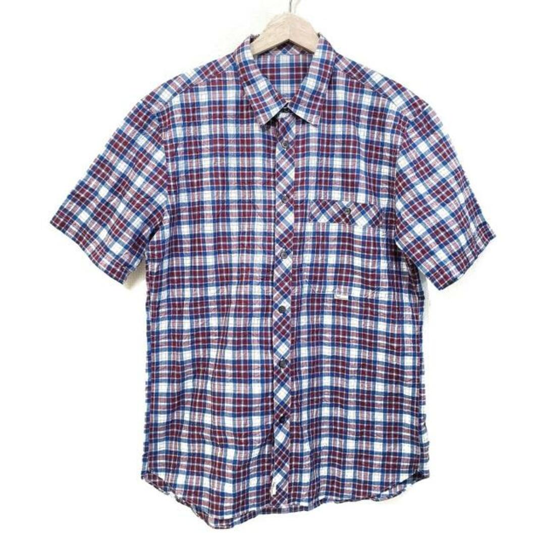 Papas(パパス) 半袖シャツ サイズM メンズ - 白×ブルー×レッド チェック柄 メンズのトップス(シャツ)の商品写真