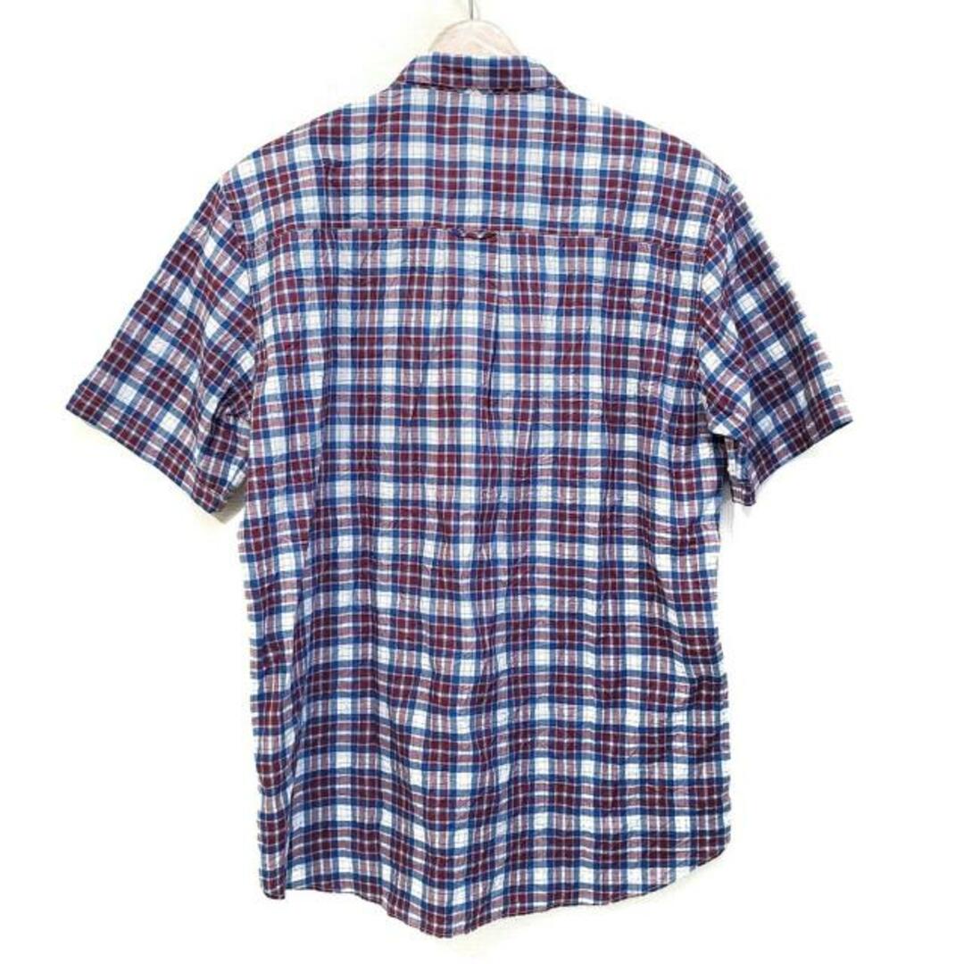 Papas(パパス) 半袖シャツ サイズM メンズ - 白×ブルー×レッド チェック柄 メンズのトップス(シャツ)の商品写真