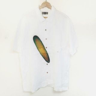 Papas(パパス) 半袖シャツ サイズL メンズ美品  - 白×グリーン×マルチ(シャツ)