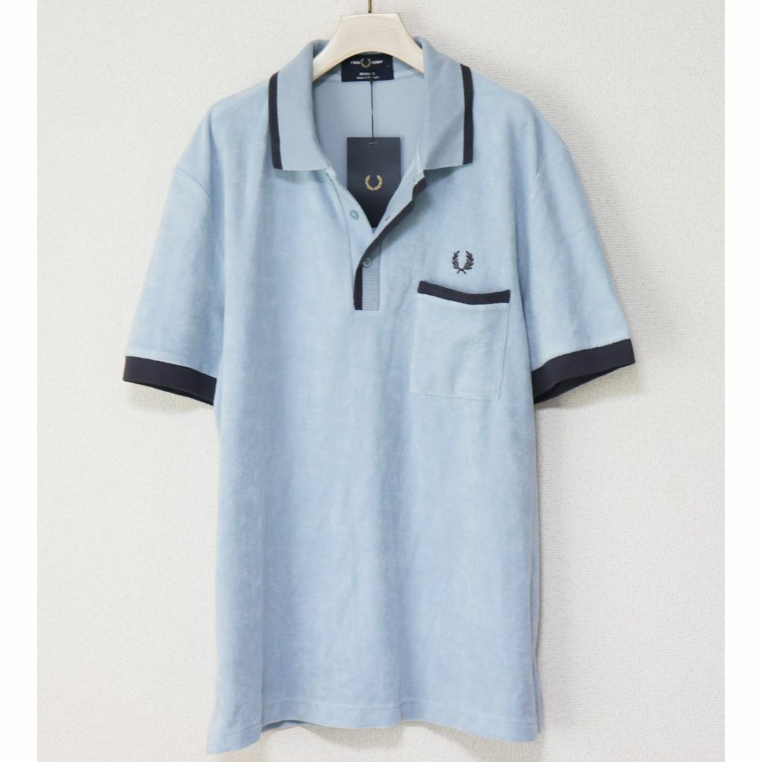 FRED PERRY(フレッドペリー)の新品タグ付き【フレッドペリー】ロゴ刺繍 パイル生地 半袖ポロシャツ L メンズのトップス(ポロシャツ)の商品写真