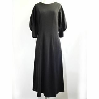 アキラナカ(AKIRANAKA)の【美品】AKIRANAKAアキラナカランタンスリーブ ジャージードレスブラック(ひざ丈ワンピース)