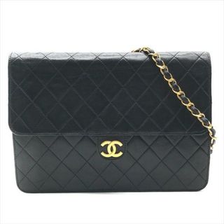 シャネル(CHANEL)の良品 CHANEL シャネル ココマーク マトラッセ ラムスキン チェーン ショルダー バッグ ブラック a3658(ショルダーバッグ)