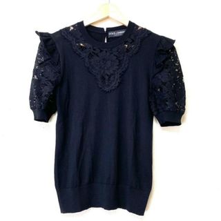 ドルチェアンドガッバーナ(DOLCE&GABBANA)のDOLCE&GABBANA(ドルチェアンドガッバーナ) 半袖カットソー サイズ36 S レディース - 黒 レース(カットソー(半袖/袖なし))