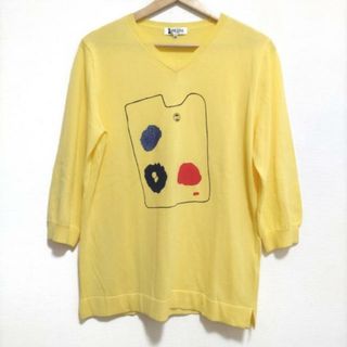 PICONE(ピッコーネ) 長袖カットソー サイズ38 S レディース美品  - イエロー×マルチ Vネック(カットソー(長袖/七分))