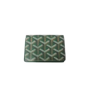 ゴヤール(GOYARD)の極美品 GOYARD ゴヤール カードケース パスポートケース 名刺入れ ヘリンボーン グリーン イエロー PVC 中古 64029(パスケース/IDカードホルダー)