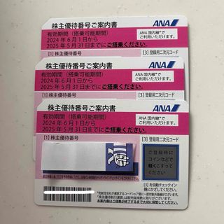 エーエヌエー(ゼンニッポンクウユ)(ANA(全日本空輸))のANA株主優待券3枚 バラ売り可(航空券)