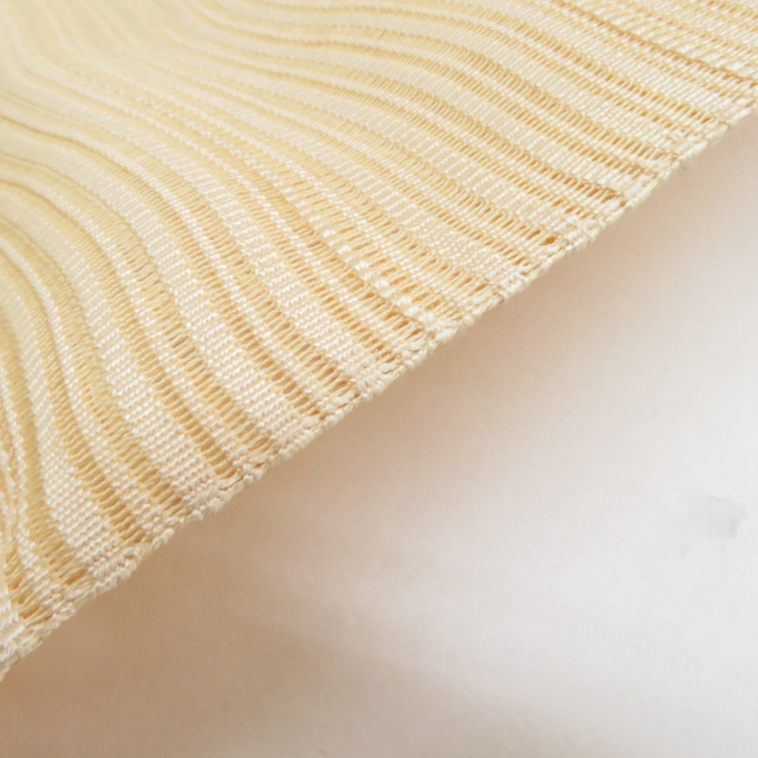 名古屋帯 正絹 夏用 絽 つづれ 波模様 ベージュ色 六通柄 仕立て上がり 着物帯 長さ365cm レディースの水着/浴衣(帯)の商品写真