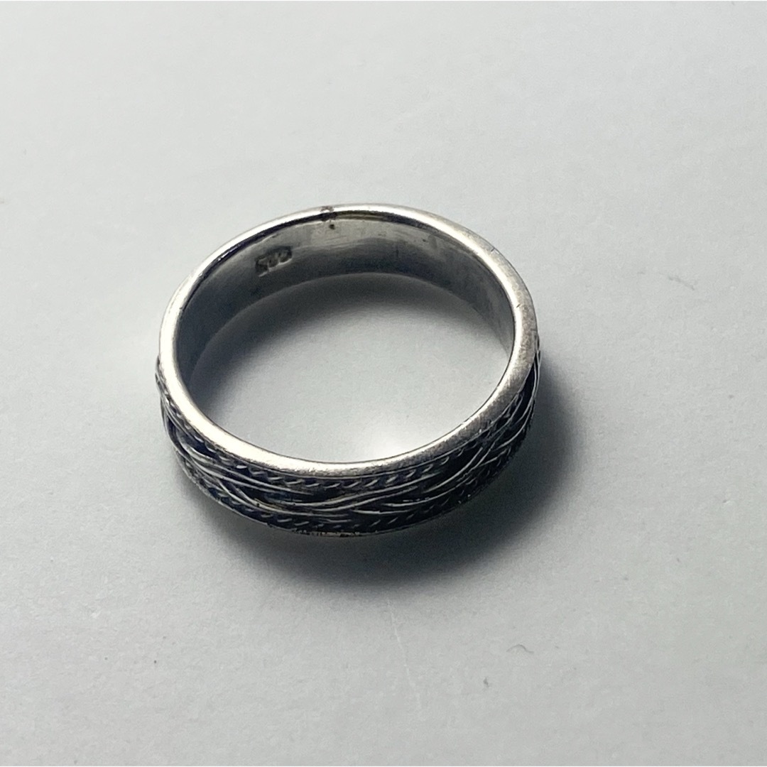 SILVER925 シルバーリング　平打ち編み込み柄あり16号指輪　を7ナナQ メンズのアクセサリー(リング(指輪))の商品写真