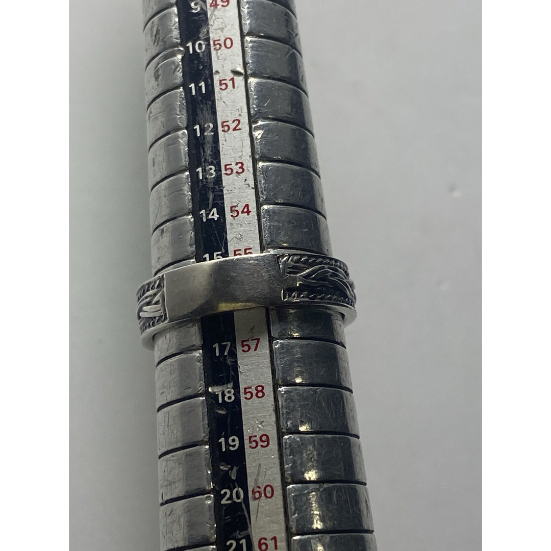 SILVER925 シルバーリング　平打ち編み込み柄あり16号指輪　を7ナナQ メンズのアクセサリー(リング(指輪))の商品写真