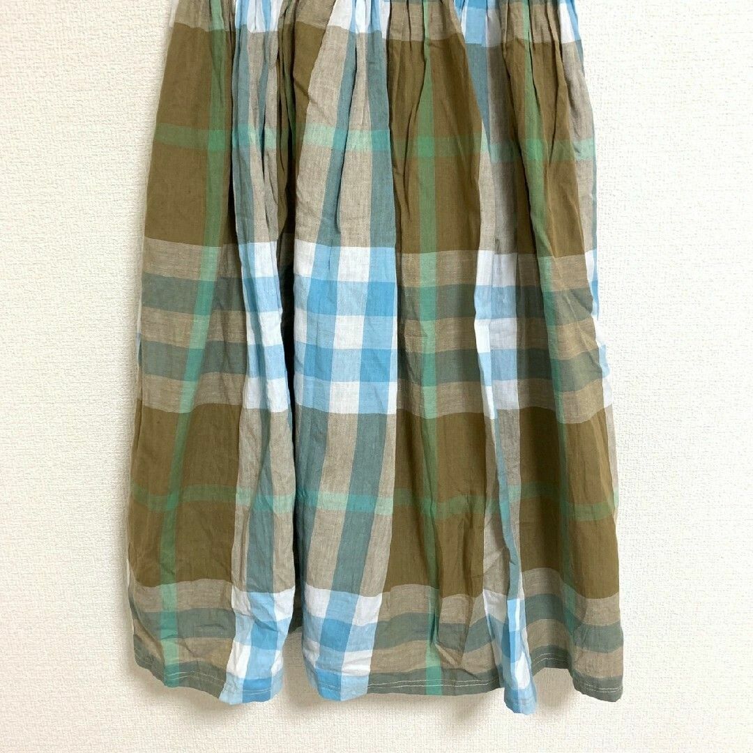 RODEO CROWNS(ロデオクラウンズ)のロデオクラウンズ　フレアスカート　F　ブラウン　ブルー　ホワイト　グリーン　綿 レディースのスカート(ロングスカート)の商品写真