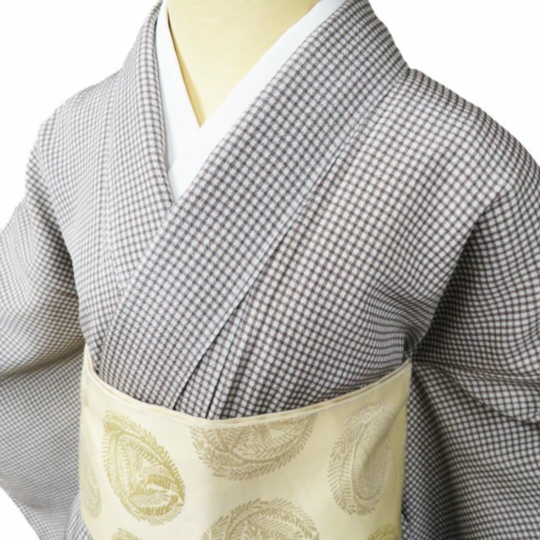 小紋 着物 未使用 正絹 袷 カジュアル 縮緬地 ちりめん 格子模様 小紋 着物 未使用 正絹 袷 カジュアル 縮緬地 ちりめん 格子模様