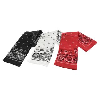 ピースマイナスワン(PEACEMINUSONE)のpeaceminusone ピースマイナスワン PMO BANDANA SET ペイズリー柄 スカーフ バンダナスカーフ ブラック/レッド/ホワイト(バンダナ/スカーフ)