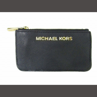 マイケルコース(Michael Kors)のマイケルコース MICHAEL KORS レザー コインケース 財布 金金具 黒(コインケース)