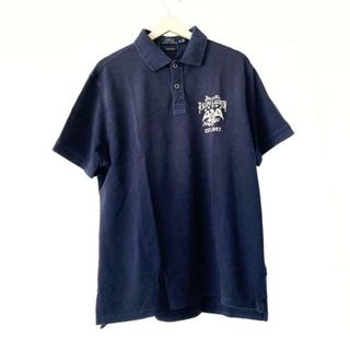 ポロラルフローレン(POLO RALPH LAUREN)のPOLObyRalphLauren(ポロラルフローレン) 半袖ポロシャツ サイズXL メンズ - パープル×アイボリー×マルチ ユーズド加工/刺繍/アメリカ国旗(ポロシャツ)