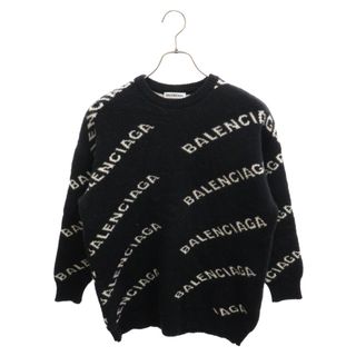 バレンシアガ(Balenciaga)のBALENCIAGA バレンシアガ 総柄ロゴ ジャガード 長袖クルーネックニットセーター ブラック/ホワイト 529060 T1471 1070(ニット/セーター)