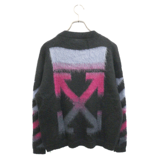 OFF-WHITE - OFF-WHITE オフホワイト 18AW Brushed Mohair Knit ブラッシュドモヘア混 バックロゴ クルーネックニットセーター ブラック