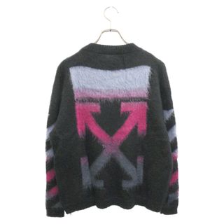 OFF-WHITE オフホワイト 18AW Brushed Mohair Knit ブラッシュドモヘア混 バックロゴ クルーネックニットセーター ブラック