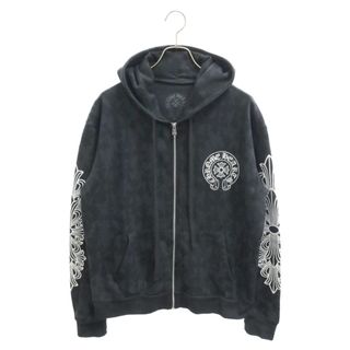 クロムハーツ(Chrome Hearts)のCHROME HEARTS クロムハーツ 24SS Graveyard Cemetery Cross Sweat Zip-Up Hoodie 総柄 グレイブヤード セメタリークロス ジップアップパーカー ブラック 国内ギャラ付き(パーカー)