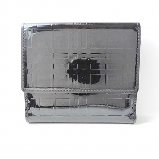 バーバリー(BURBERRY)のBurberry(バーバリー) Wホック財布 - 黒 型押し加工 エナメル（レザー）(財布)