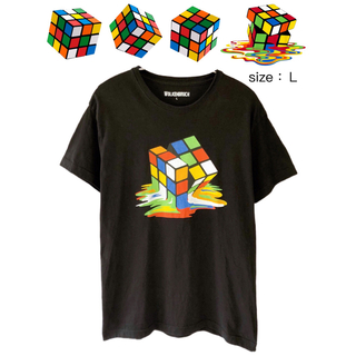 Rubik's Cube　Tシャツ　L　黒　USA古着(Tシャツ/カットソー(半袖/袖なし))