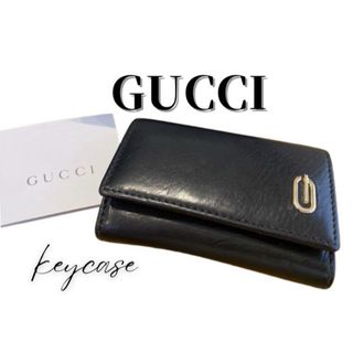 グッチ(Gucci)のGUCCI グッチ キーケース シンプル 牛皮  ブランド ブラック 黒 鍵(キーケース)