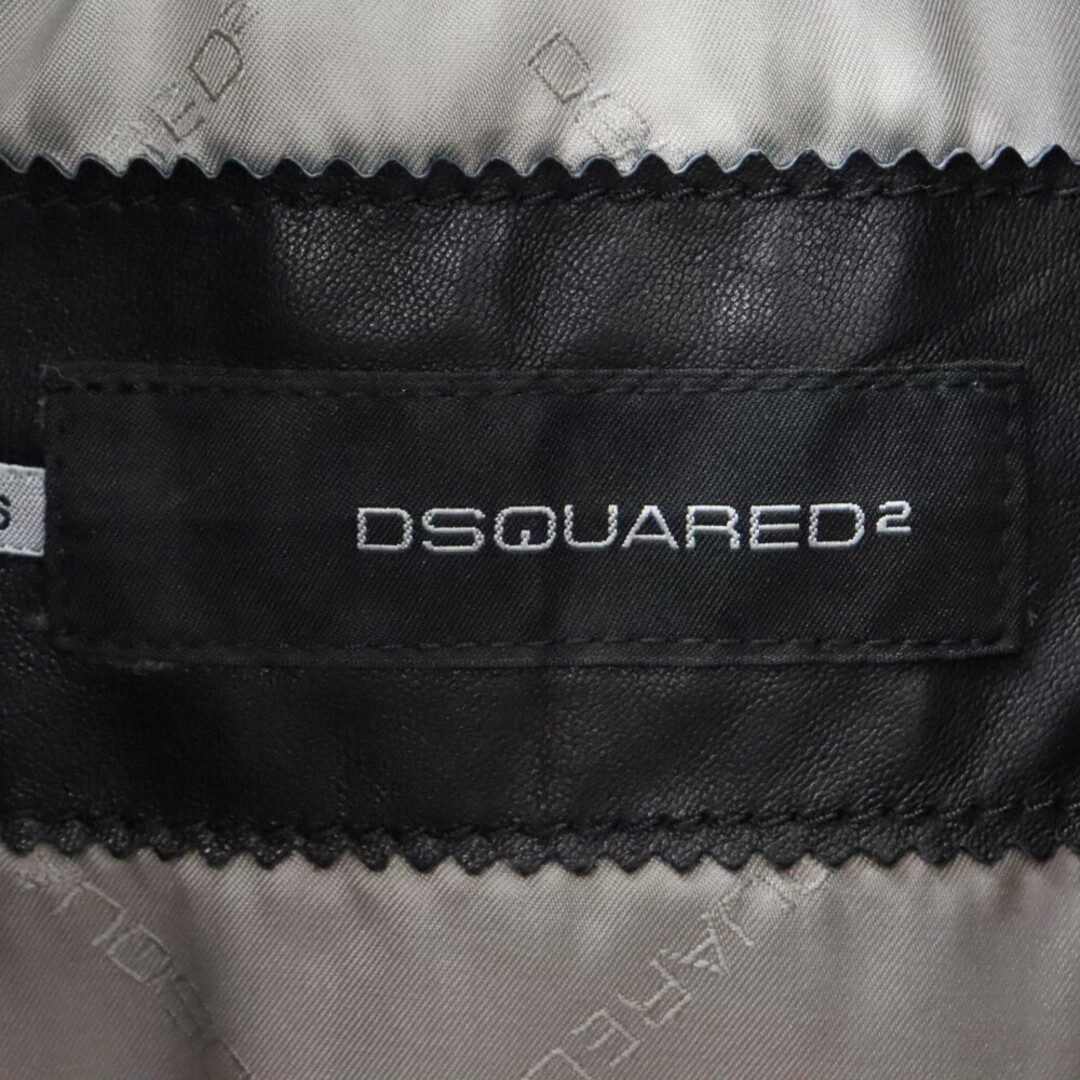 DSQUARED2(ディースクエアード)のDSQUARED2 ディースクエアード ワンポイントロゴ刺繍 レザーダウンジャケット ブラック 71AM125 メンズのジャケット/アウター(ダウンジャケット)の商品写真