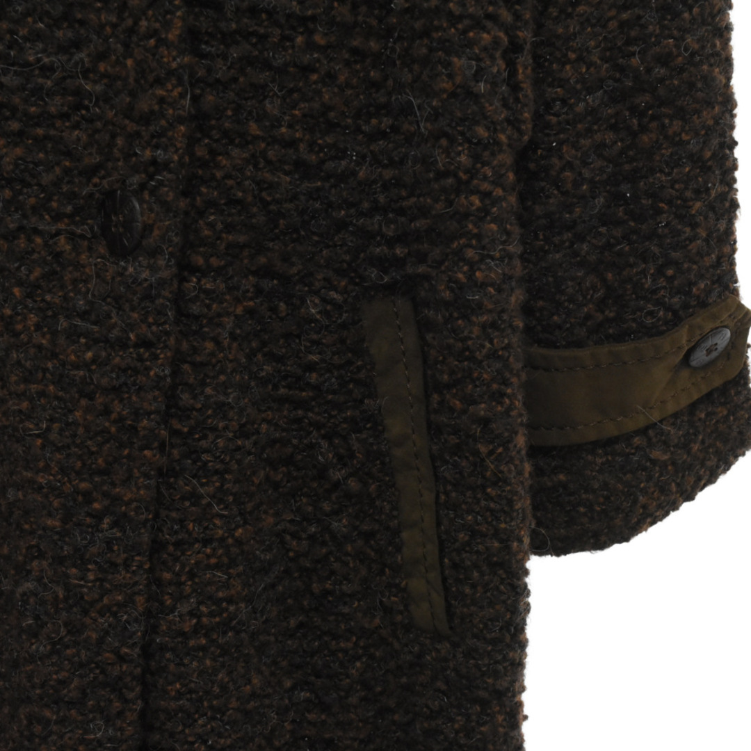 FENDIJEANS フェンディジーンズ アルパカ混 レザー切替 ツイード ダブルブレスト ウール チェスターロングコート ブラウン レディース メンズのジャケット/アウター(フライトジャケット)の商品写真