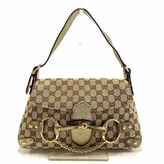 グッチ(Gucci)のGUCCI(グッチ) ハンドバッグ ホースビット/GG柄 131474 ベージュ×ゴールド ジャガード×レザー(ハンドバッグ)