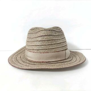 ボルサリーノ(Borsalino)のBorsalino(ボルサリーノ) ハット 59 - ベージュ×ブラウン×レッド ストローハット/リボン 天然草×コットン(ハット)